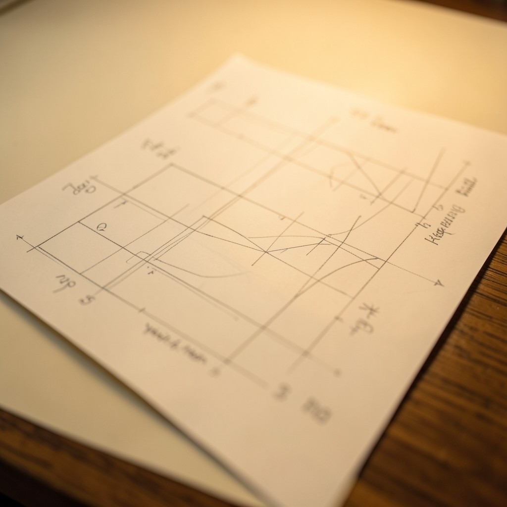 Close view of annotated chart printouts with pencil marks from a client review